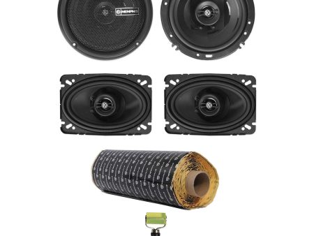 Pair Memphis Audio PRX602 6.5 + (2) PRX46 4x6  Car Speakers+RockMat Sound Kit For Discount