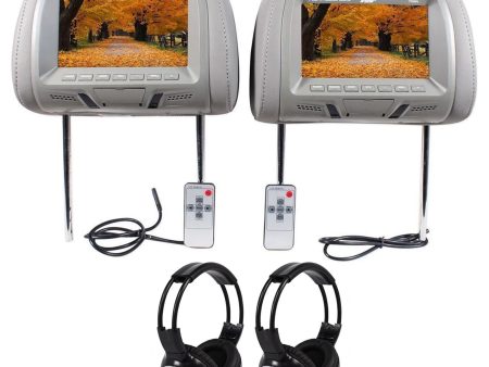 Tview Pair of T726PL-GR 7  Grey LCD Car Headrest Monitors + 2 Wireless Headsets Online