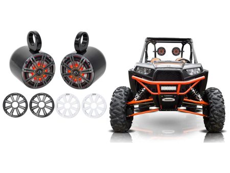 Pair KICKER 45KM654L 6.5  390w Black LED Tower Speakers For Polaris RZR ATV UTV Online now