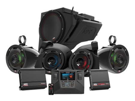 MTX RZR-14-THUNDER5 Receiver+Front+Tower Speakers+Sub For Polaris RZR 1000 900 For Sale