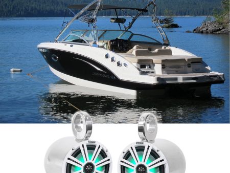 2) KICKER 45KM84L 8  600 Watt Marine Boat Wakeboard Tower Speakers w LED s KM8 Online