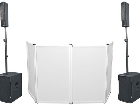 DJ Package w (2) TITAN COLUMN 12 Powered Array Column Speakers+Subwoofer+Facade Online Sale