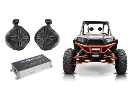 Pair Rockville 8  300w Tower Speakers+2-Channel Amp for Polaris RZR ATV UTV For Sale