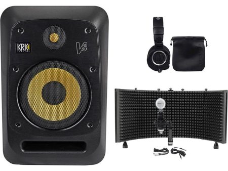 KRK V8S4-NA 8  Powered Studio Monitor+Headphones+Condenser Mic+Isolation Shield For Discount