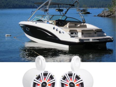 (2) KICKER 45KM84L 8  600 Watt Marine Boat Wakeboard Tower Speakers w LED s KM8 Discount