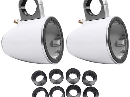 Pair Kicker 43KMTES8W White Marine 8  Wakeboard Tower Enclosures+Adapters KMTES8 Online now