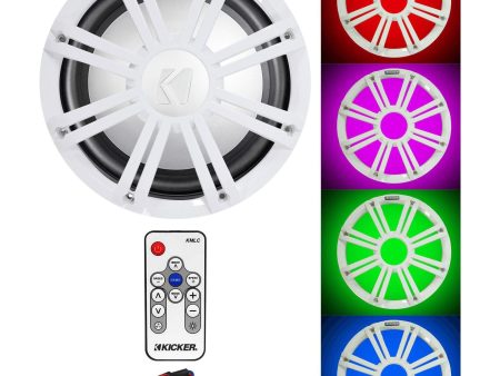 KICKER 45KMF104 10  Free Air Marine Subwoofer Sub+White Grille w LED s+Remote Online now