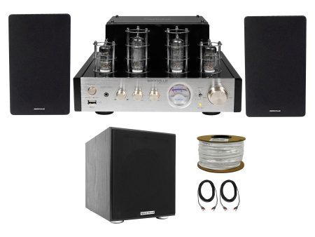 Rockville BluTube Bluetooth Tube Amplifier+6.5  Black Bookshelf Speakers+8  Sub Online