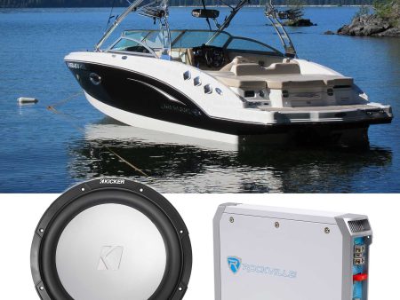 KICKER 45KM104 10  350w Marine Boat Subwoofer + Amplifier SVC 4-ohm Sub KM10 Supply