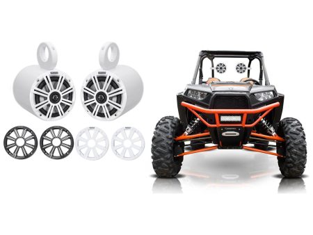 Pair KICKER 45KM654 6.5  390 Watt White Tower Speakers For Polaris RZR ATV UTV Supply