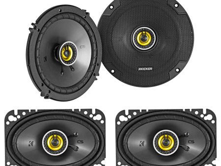 (2) KICKER 46CSC654 6.5  300w Car Audio Speakers+(2) 46CSC464 4x6  300w Speakers Online Sale