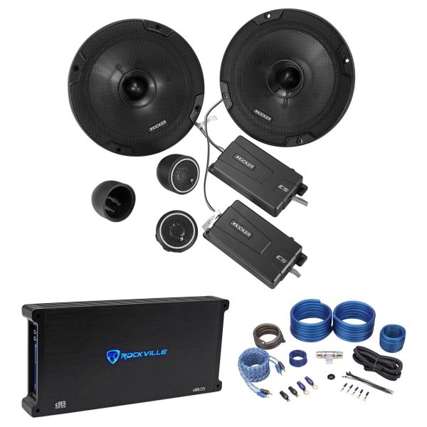 KICKER 46CSS674 6.75  600 Watt Car Audio Component Speakers+Amplifier+Amp Kit Sale