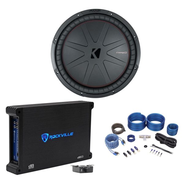 Kicker 48CWR154 COMPR15 15  1600 Watt Car Audio Subwoofer+Mono Amplifier+Amp Kit Cheap