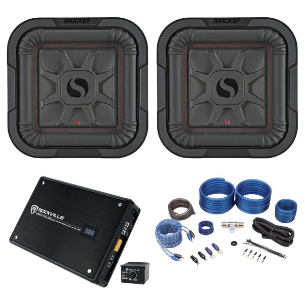 (2) KICKER 46L7T84 8  700w L7T Subwoofers Solo-Baric Subs+Mono Amplifier+Amp Kit For Sale