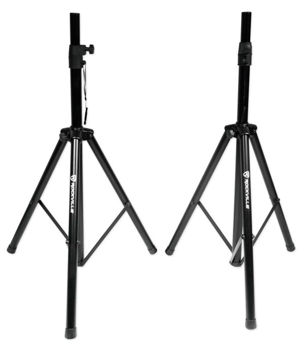 DJ Package w (2) Rockville DX12 500w RMS PA Speakers+Facade+Stands+Cables+Bag Hot on Sale