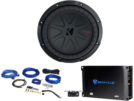 Kicker 48CWR104 COMPR10 10  800w DVC 4 Car Subwoofer Sub+Mono Amplifier+Amp Kit For Sale