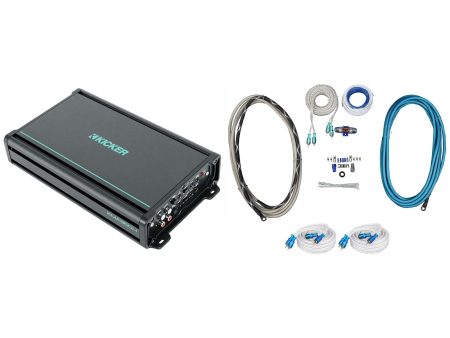 KICKER 48KMA3604 360 Watt 4-Channel Marine Boat Amplifier+Amp Kit KMA360.4 For Sale