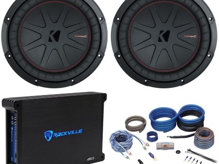 (2) Kicker 48CWR102 COMPR10 10  1600 Watt Subwoofers+Mono Amplifier+Amp Kit Sale