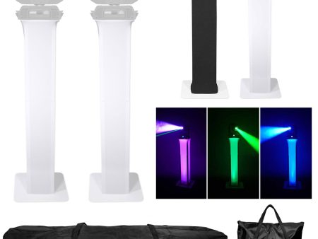 (2) Totem Stands+Black and White Scrims For (2) Chauvet Rogue R2X Spot Lights Fashion