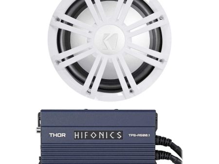 KICKER 45KMF102 10  Free Air Marine Subwoofer Sub+Hifonics Amp+White LED Grille Supply