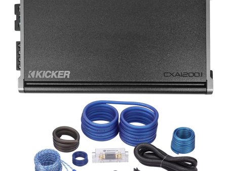 KICKER 46CXA12001 CXA1200.1 1200 Watt RMS Mono Class D Car Amplifier+Amp Kit Cheap