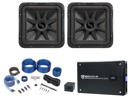 (2) KICKER 45L7R124 12  2400w L7R Subwoofers Solo-Baric+Mono Amplifier+Amp Kit Online now