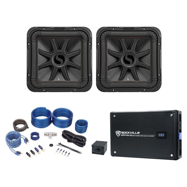 (2) KICKER 45L7R124 12  2400w L7R Subwoofers Solo-Baric+Mono Amplifier+Amp Kit Online now