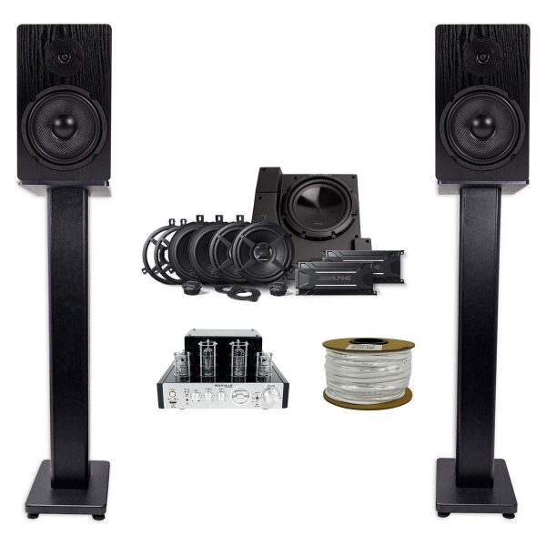 ALPINE PSS-22WRA Speakers+Sub+Amps For 2011-18 Jeep Wrangler+Home Theater System + Rockville R14GSBR100 Red Blk 14 Gauge 100  Ft. Mini Spool Car Audio Speaker Wire Discount