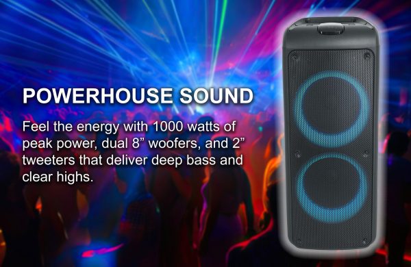 Pair Rockville ROCK PARTY 9 Home Portable Bluetooth Speakers w Wireless Linking For Discount