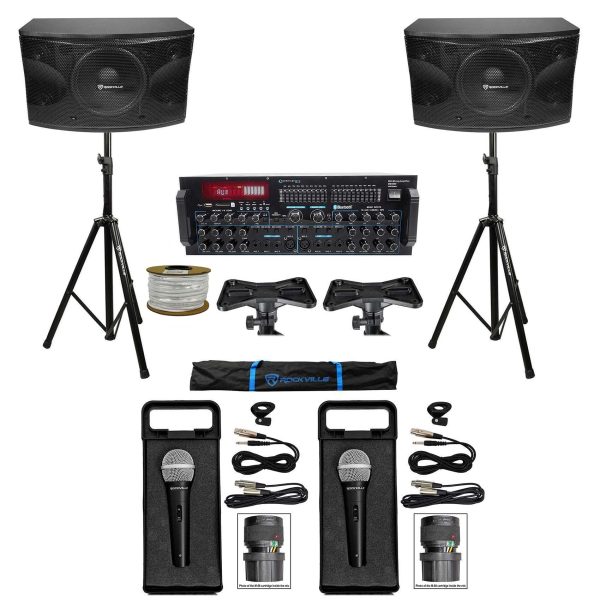 Rockville Karaoke Machine System w (2) 12  Speakers+Bluetooth Pro Mixer Amp+Mics + Rockville R14GSBR100 Red Blk 14 Gauge 100  Ft. Mini Spool Car Audio Speaker Wire Online Sale