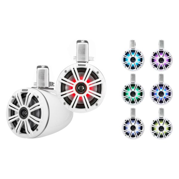 (4) KICKER 45KMTC65W 6.5  780w Marine Wakeboard LED Speakers+MTX Amp+Receiver Sale