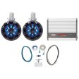 Pair KICKER 45KMTC65 6.5  390w Marine Wakeboard LED Tower Speakers+MTX Amplifier Fashion