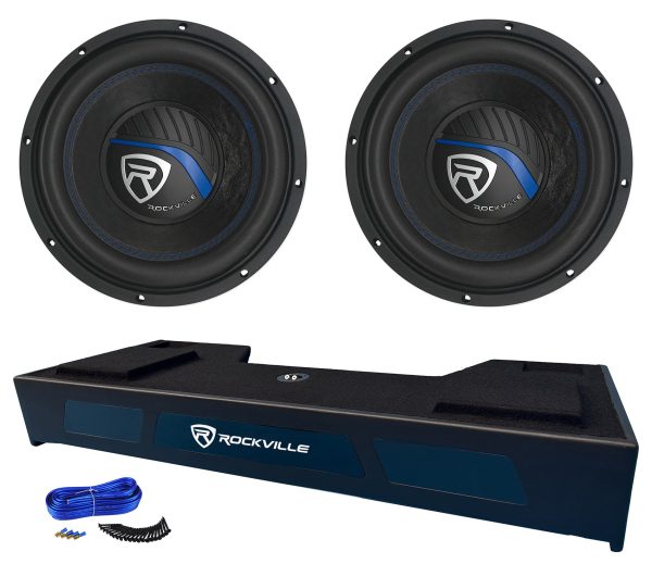 (2) Rockville 10  Subwoofers+Sub Box Enclosure For 2019+ Dodge Ram Crew Cab Online now