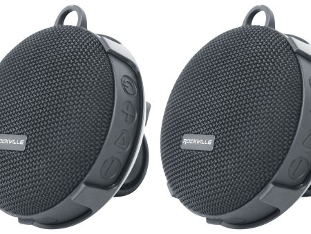 2 Rockville R-GO Wireless Link Waterproof Portable Bluetooth Speakers+Bike Mount Discount