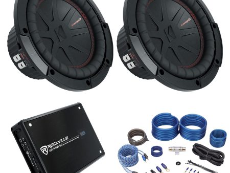 (2) Kicker 48CWR84 8  600 Watt Car Audio Subwoofers+Mono Amplifier+Amp Kit For Cheap