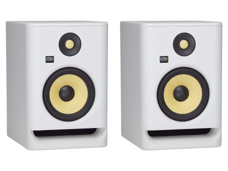 (2) KRK ROKIT RP7 G4 7  Bi-Amped Studio Monitor DSP Speakers White Noise Edition Online Sale