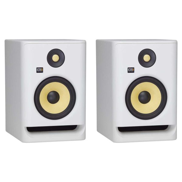 (2) KRK ROKIT RP7 G4 7  Bi-Amped Studio Monitor DSP Speakers White Noise Edition Online Sale