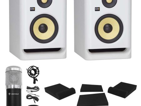 (2) KRK ROKIT RP5 G4 5  Studio Monitor DSP Speakers White Noise Edition+Mic+Pads Discount