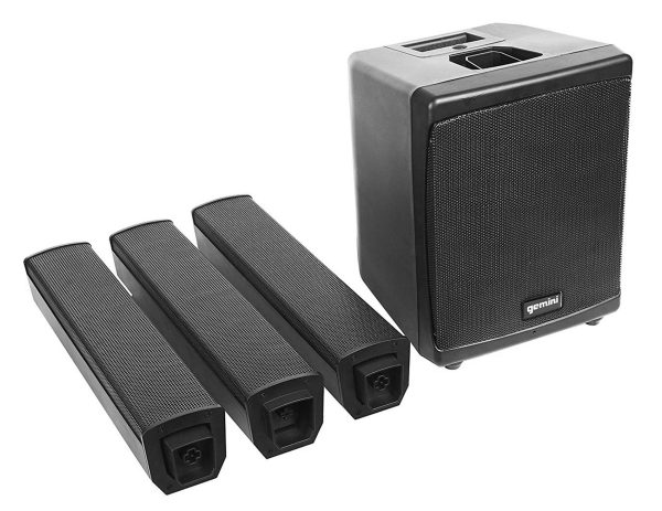 DJ Package w  (2) Gemini Line Array Speakers+Facade+Par Lights+Mic+Carry Bags Online Hot Sale