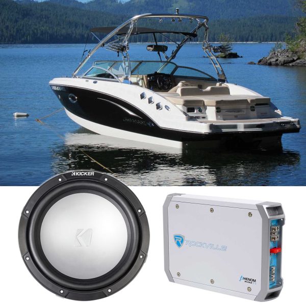 KICKER 45KMF104 10  Free Air Marine Subwoofer + Amplifier SVC 4-ohm Sub KMF10 Online Hot Sale