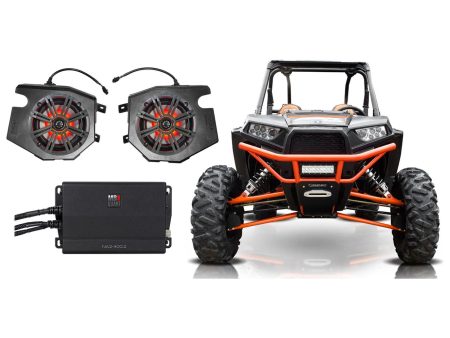 Kicker 6.5  LED Speakers for 2014-18 Polaris RZR 1000 900S Turbo+Pods+2-Ch Amp Hot on Sale