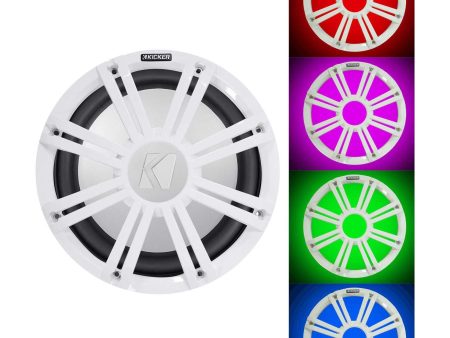 KICKER 45KM122 12  350 Watt Marine Boat Subwoofer w  White LED Grille KM12 on Sale