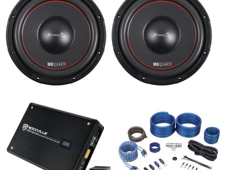 (2) MB QUART FW1-254 10  1200w DVC Car Audio Subwoofers+Mono Amplifier+Amp Kit Online Sale