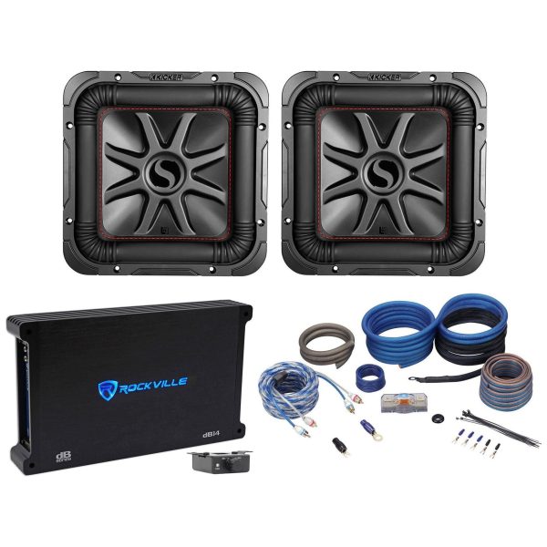 (2) KICKER 45L7R102 10  2000w L7R Solo-Baric Subwoofers+Mono Amplifier+Amp Kit Online Sale