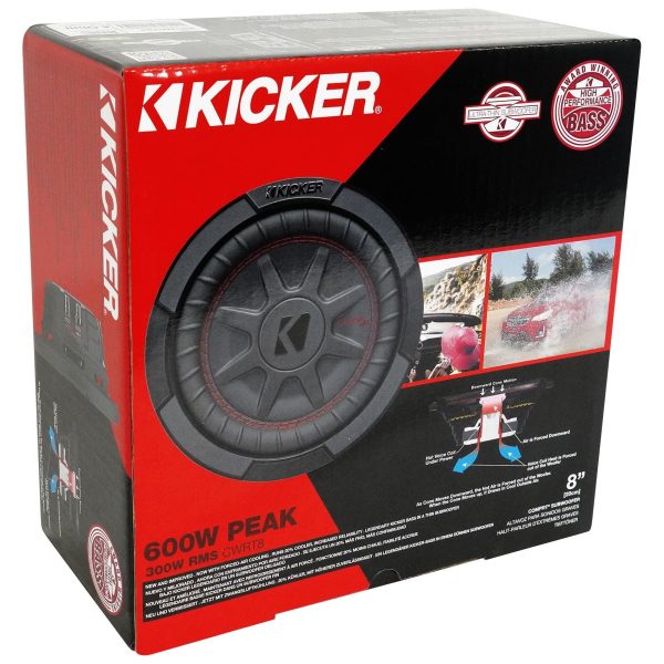 Kicker 48CWRT84 COMPRT8 8  600W DVC 4-Ohm Car Subwoofer+Sealed Sub Box Enclosure Discount