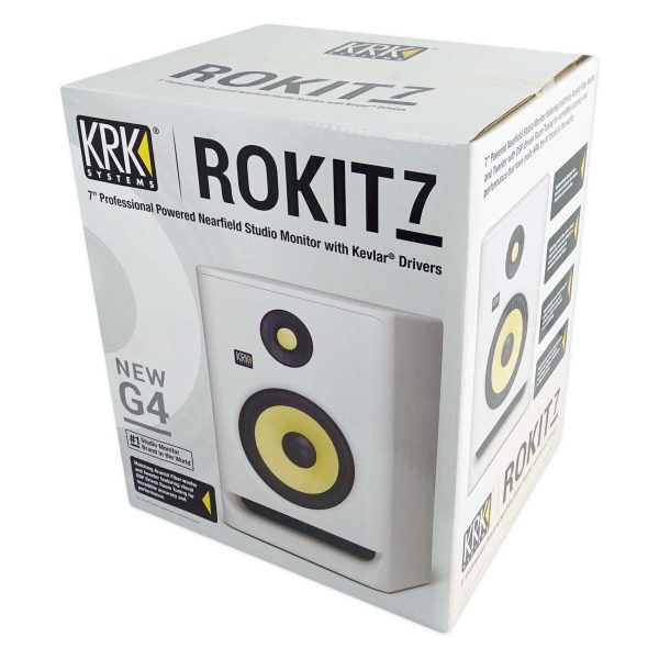 (2) KRK ROKIT RP7 G4 7  Bi-Amped Studio Monitor DSP Speakers White Noise Edition Online Sale