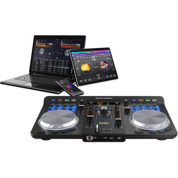 Hercules Universal DJ USB Bluetooth Controller+Stand+Mic+Headphones+Speakers Online now