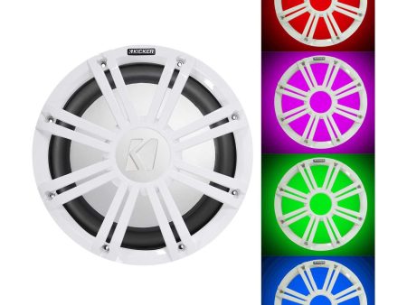 KICKER 45KM104 10  350w Marine Boat Subwoofer SVC Sub KM10+White Grille w LED s Sale