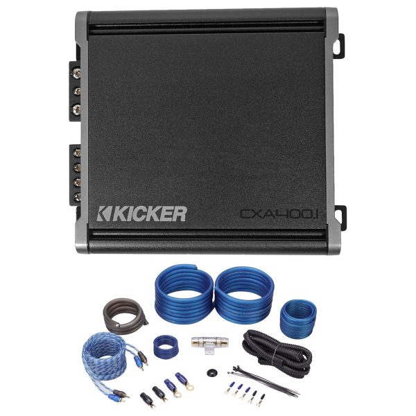 KICKER 46CXA4001T CXA400.1 400 Watt Mono Class D Car Audio Amplifier+Amp Kit For Discount