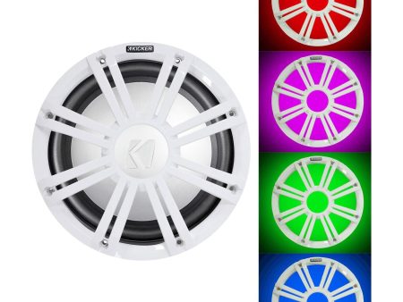 KICKER 45KMF104 10  Free Air Marine Subwoofer SVC Sub KMF10+White Grille w LED s Fashion